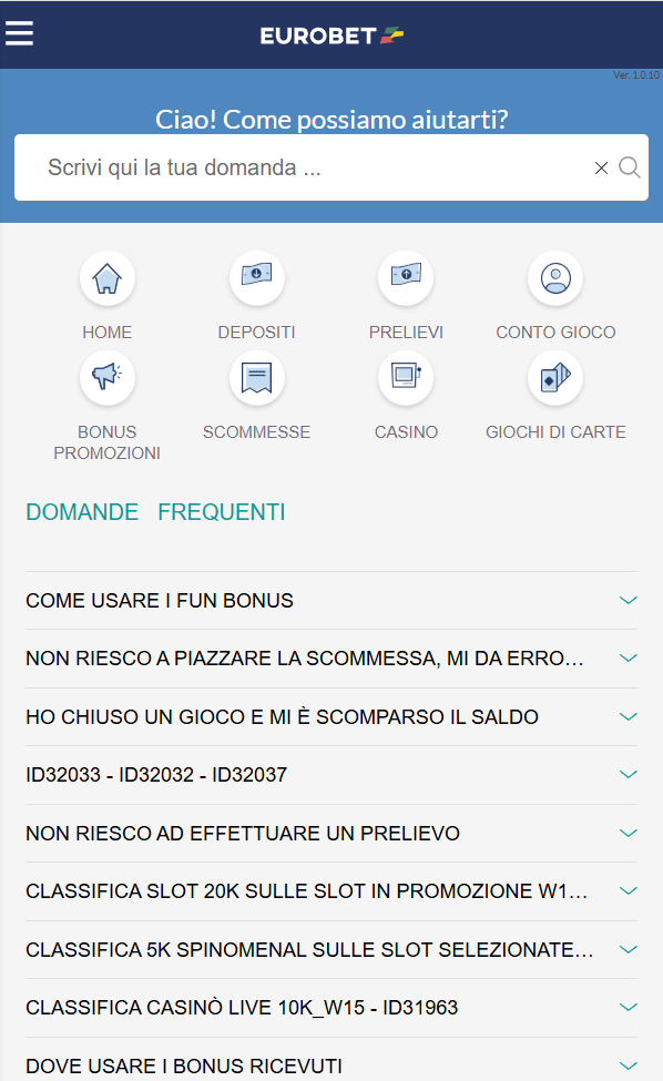 Eurobet domande frequenti